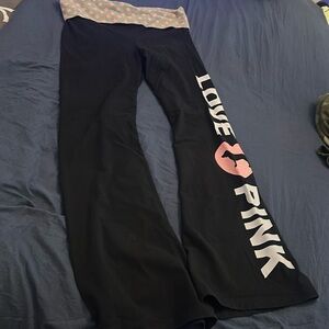Victoria Secret PINK wide leg fold over waist leggings , size large.